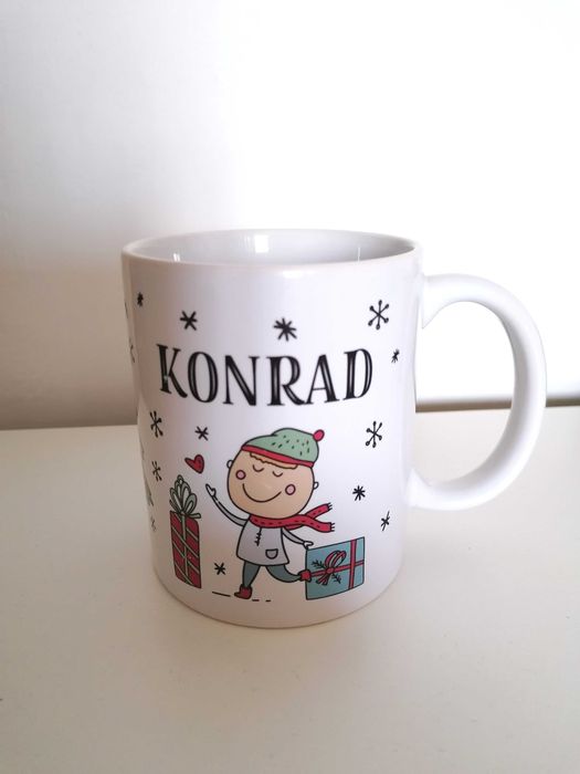 Kubek z imieniem Konrad świąteczny