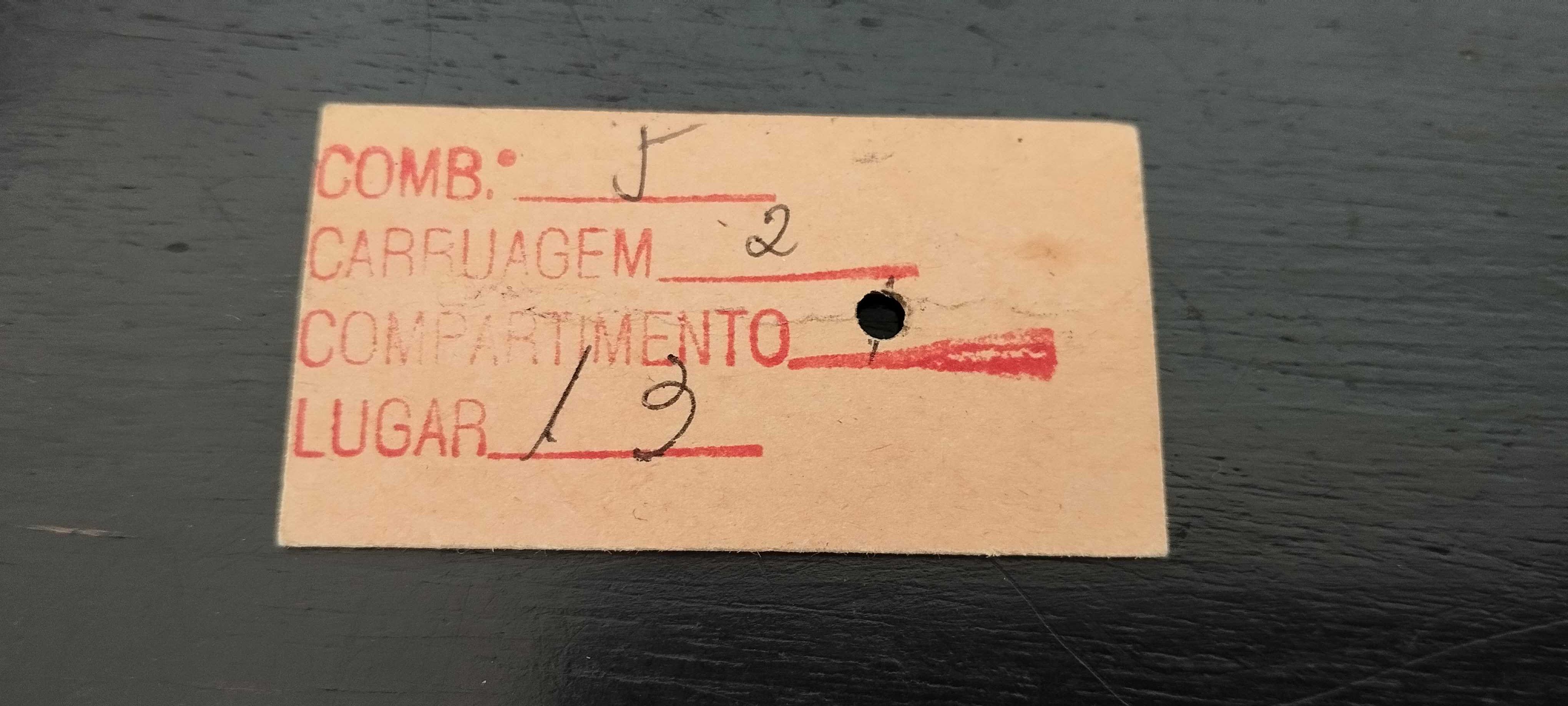 Antigo bilhete de comboio Foguete 1972 coleccionadores