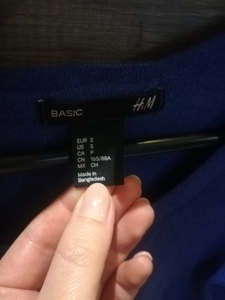 Kobaltowy sweterek na guziki H&M bawełna rozmiar S