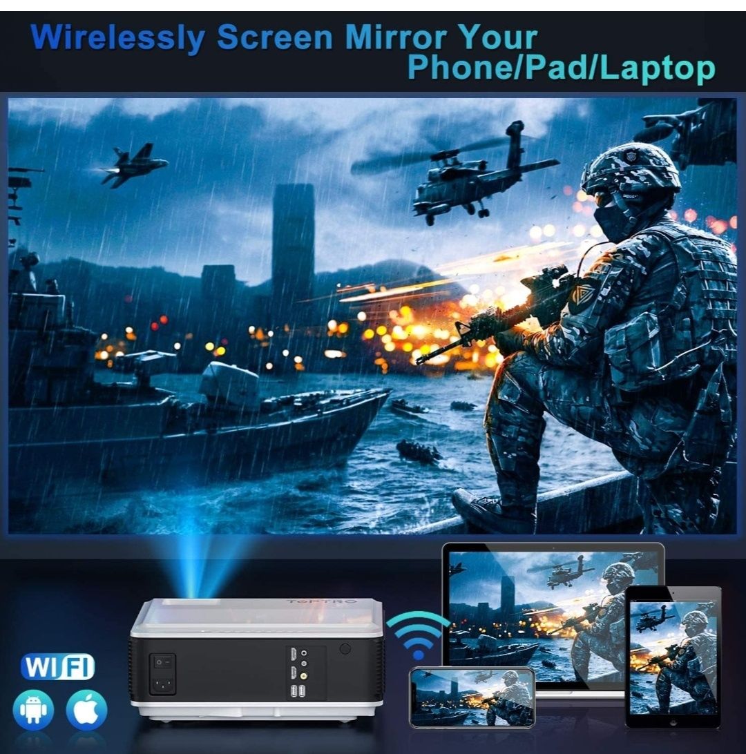 Проектор led  TOPTRO TR82 WiFi 5.0  Bluetooth  Full HD 1080P Підтримка