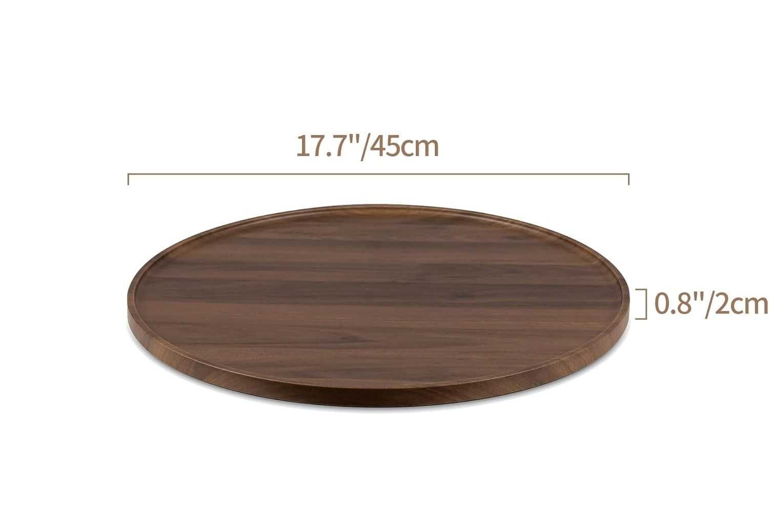 Hanobe Drewniana Taca Okrągła Orzechowa 45 cm Rustykalna Do Pufy