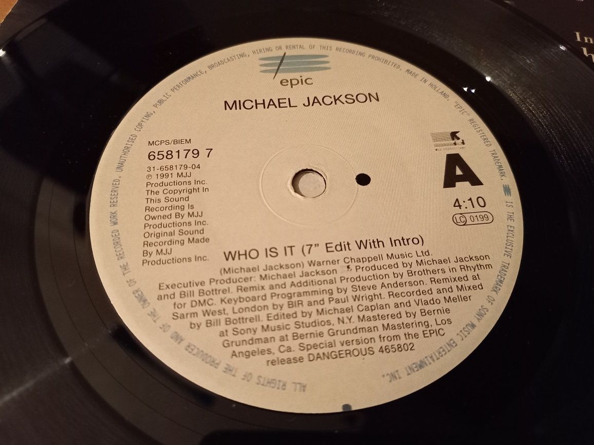 Michael Jackson – Who Is It Vinyl, 7", 45 RPM, Single