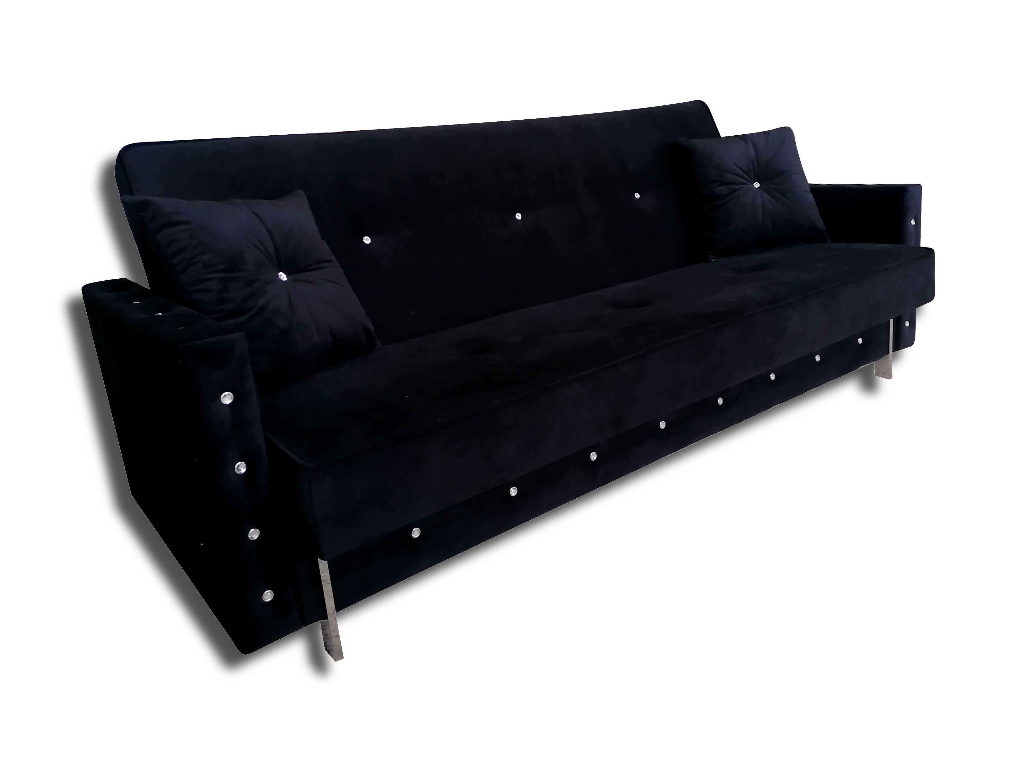 Rozkładana Glamour Sofa Kanapa z pojemnikiem kryształ welur modułowe