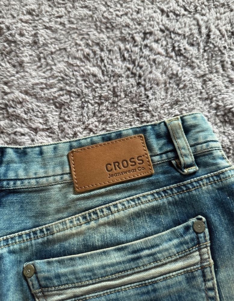 jeansows niebieska krótka spódniczka cross