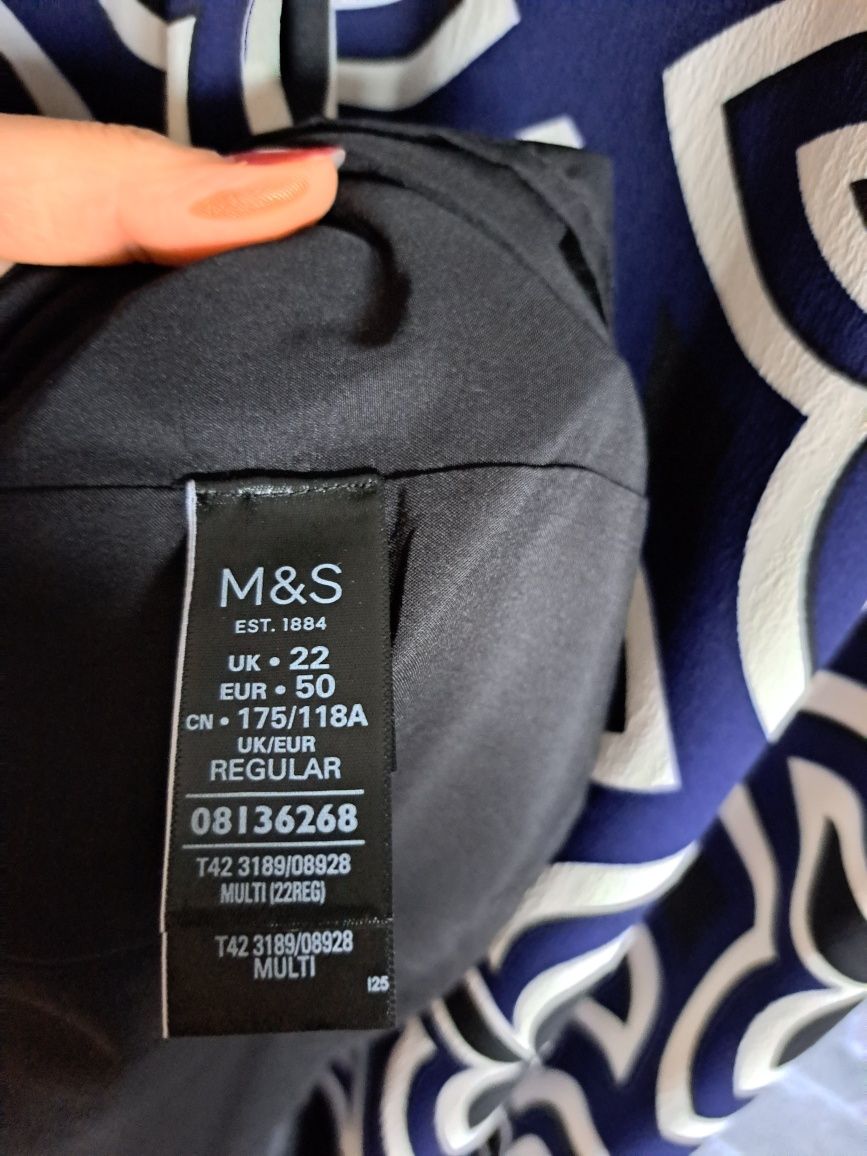 Sukienka Marks & Spencer  rozm  50, 22 5XL,  krój A, granatowa