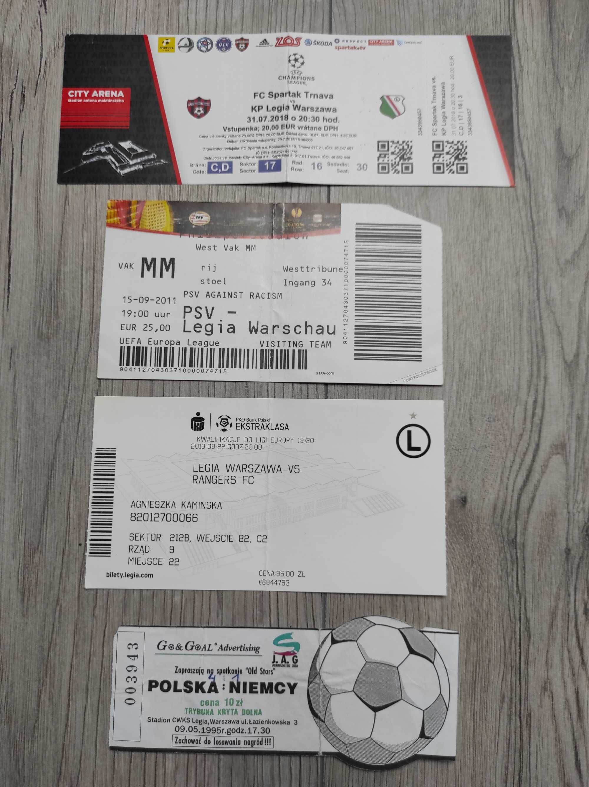 Bilety Zestaw: LEGIA+PSV+ Spartak+ Rangers+ Niemcy