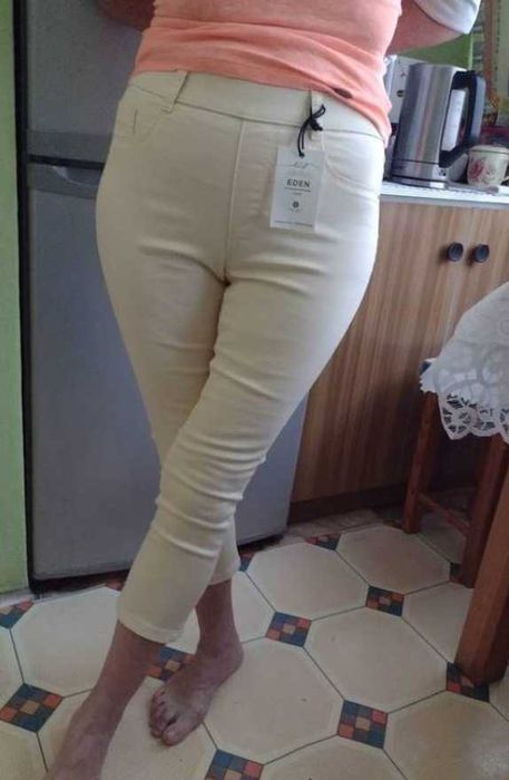 (38/M) Ekskluzywne, żółte spodnie za kolano, rybaczki z Londynu, NOWE