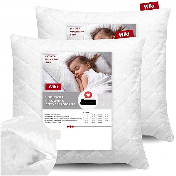 2x Poduszka 40x40 Pikowana Jasiek Polski Produkt Antyalergiczna z suwa