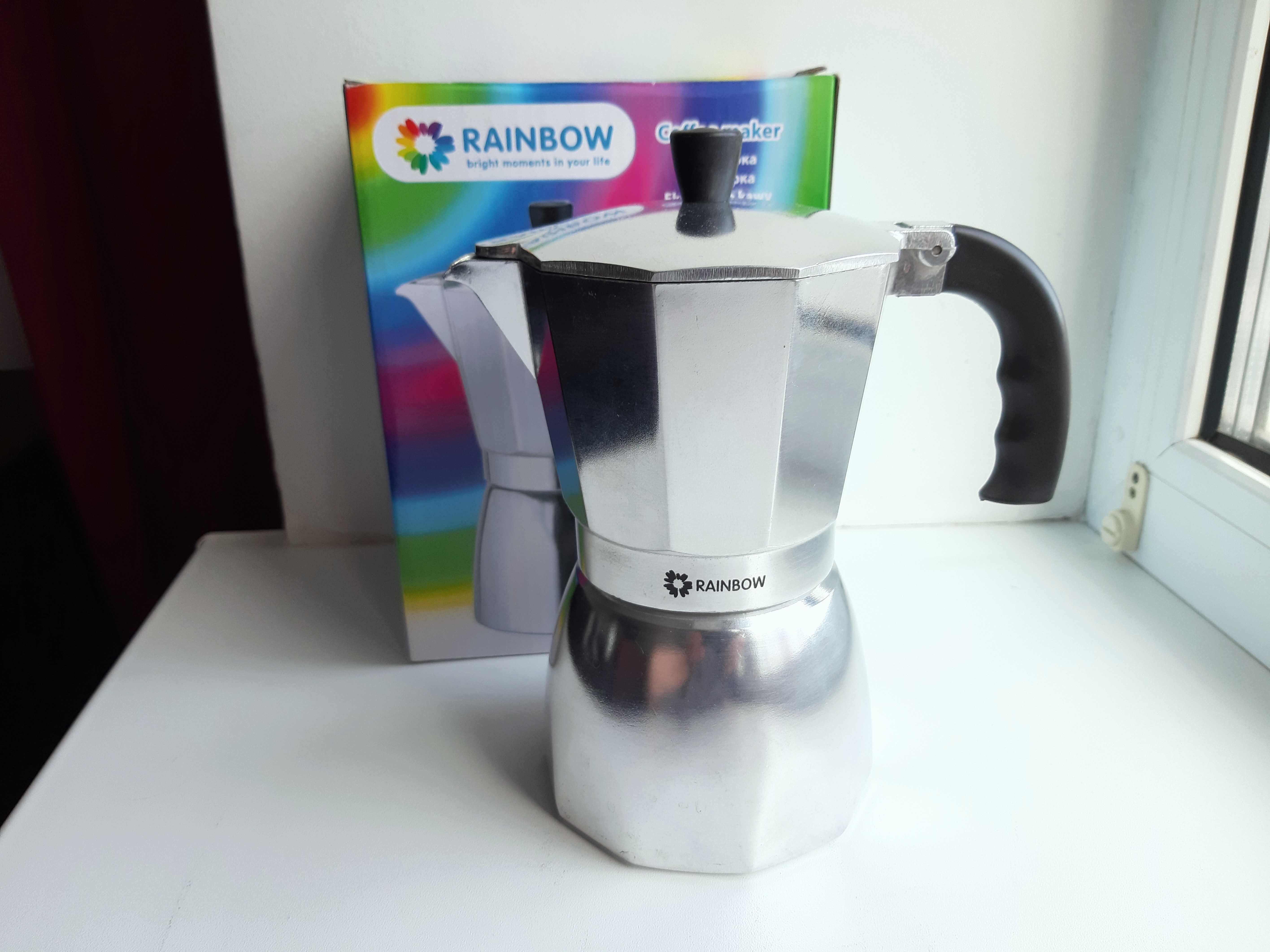 Гейзерна кавоварка кофеварка Rainbow MR 1667-6 на 6 чашок порцій