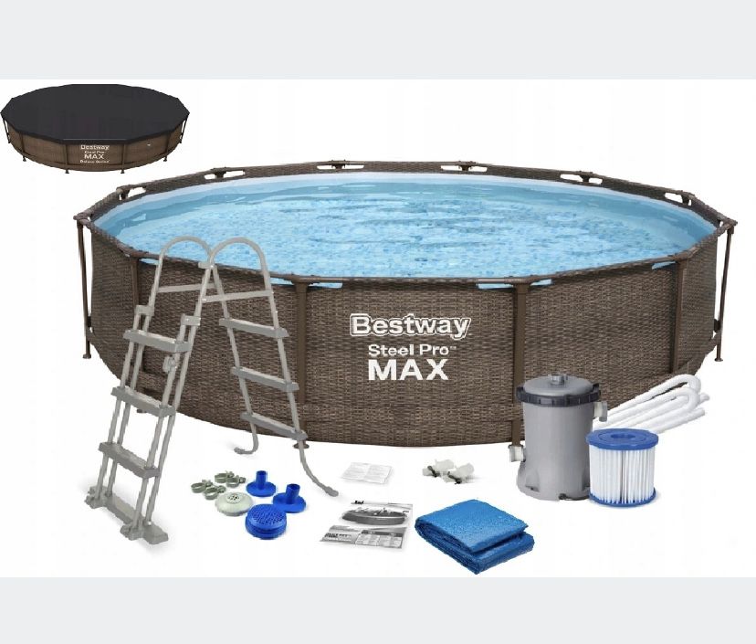 Basen stelażowy okrągły Bestway Steel Pro Max 366 x 100 cm 11w1