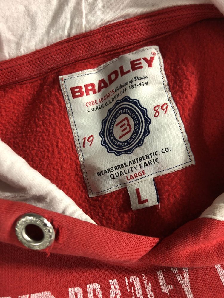 Czerwona bluza męska z kapturem 70% bawełniana Bradley