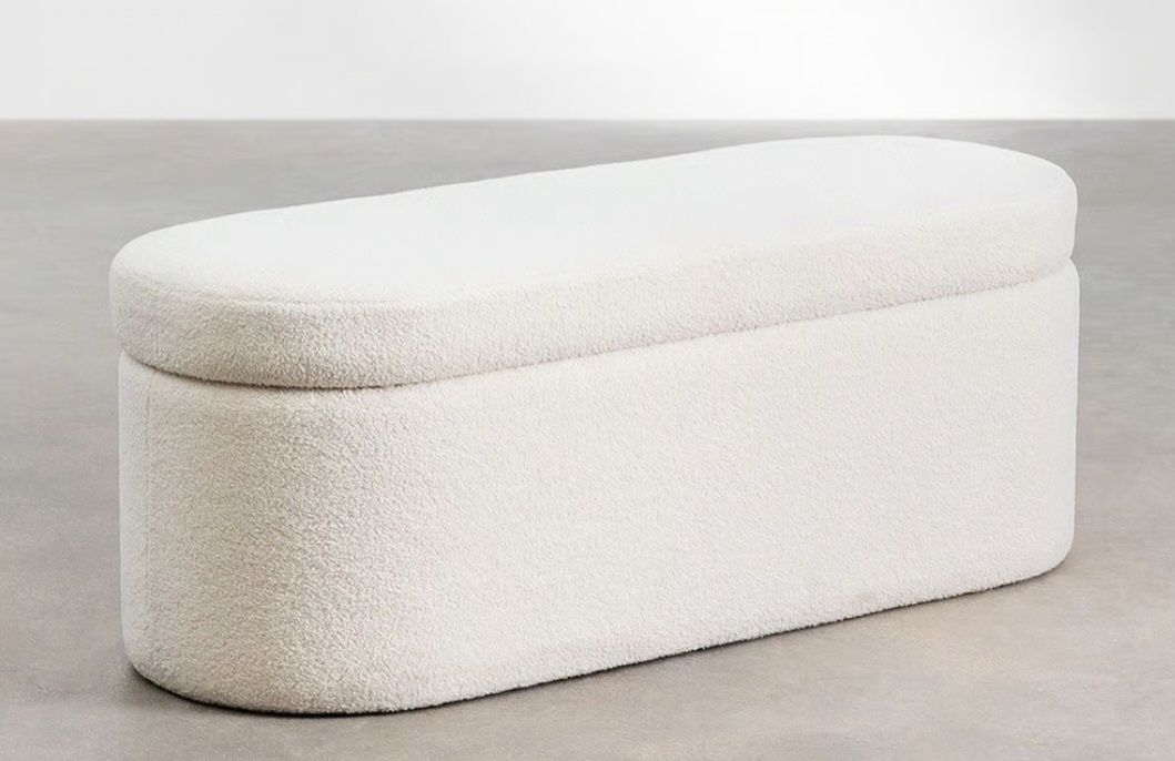 Banco NOVO baú em chenille branco SKLUM