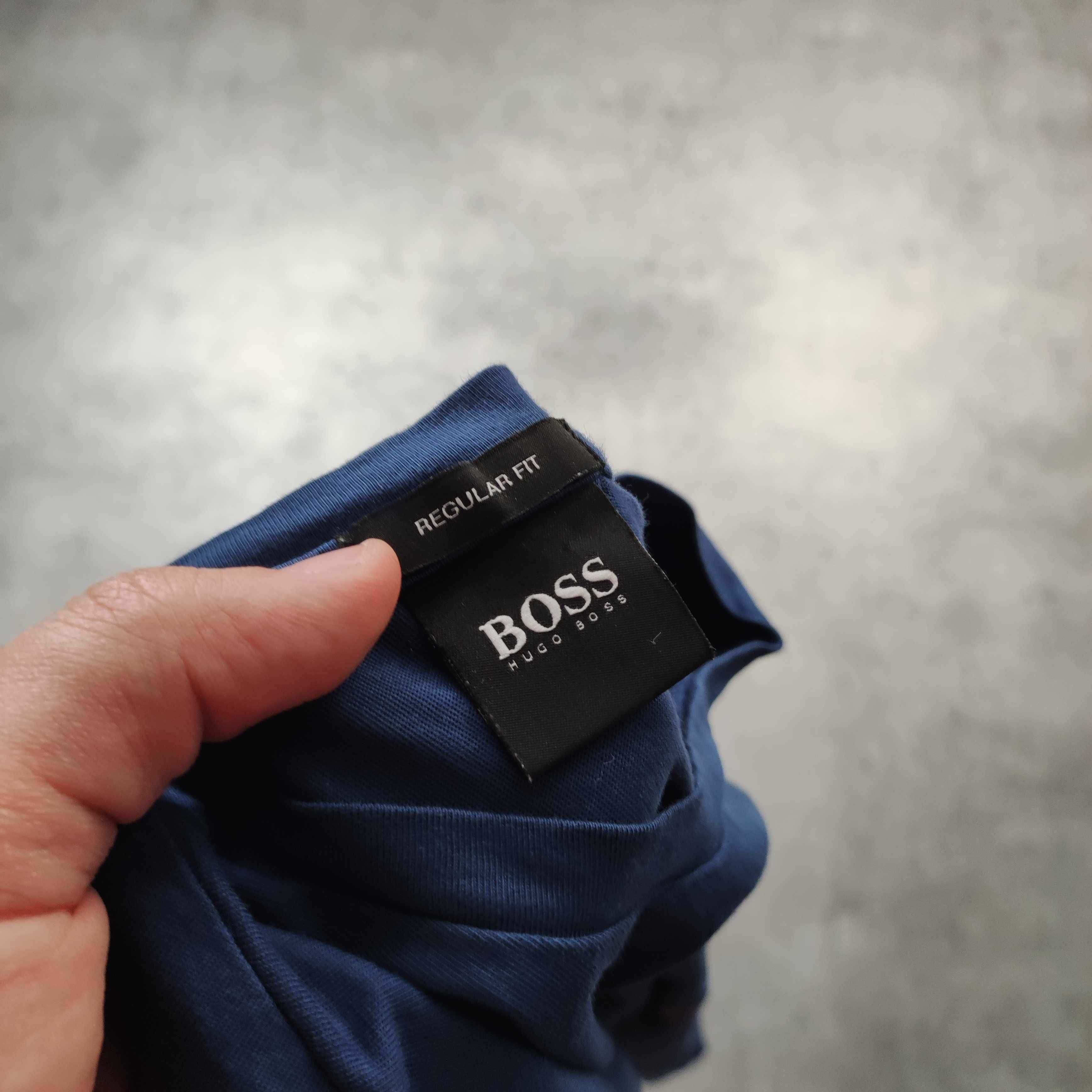 MĘSKA Koszulka Bawełna PREMIUM Hugo Boss Logo Nadruk Elegancka Orange