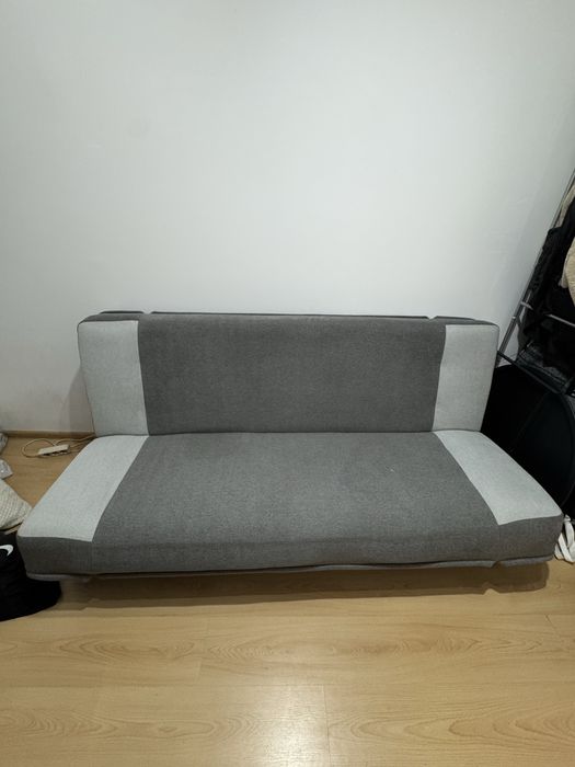 Wersalka rozkladana szaro-czarna, sofa, kanapa