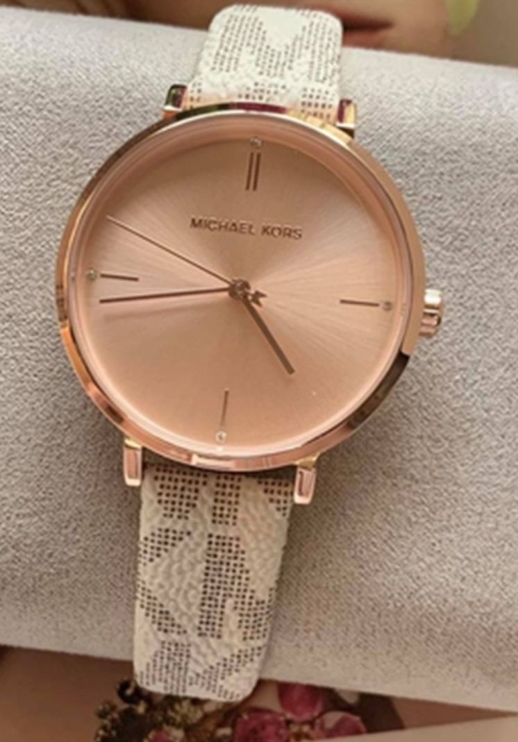 Michael Kors MK 7128 JAYNE zegarek damski beżowy i różowe złoto gwaran