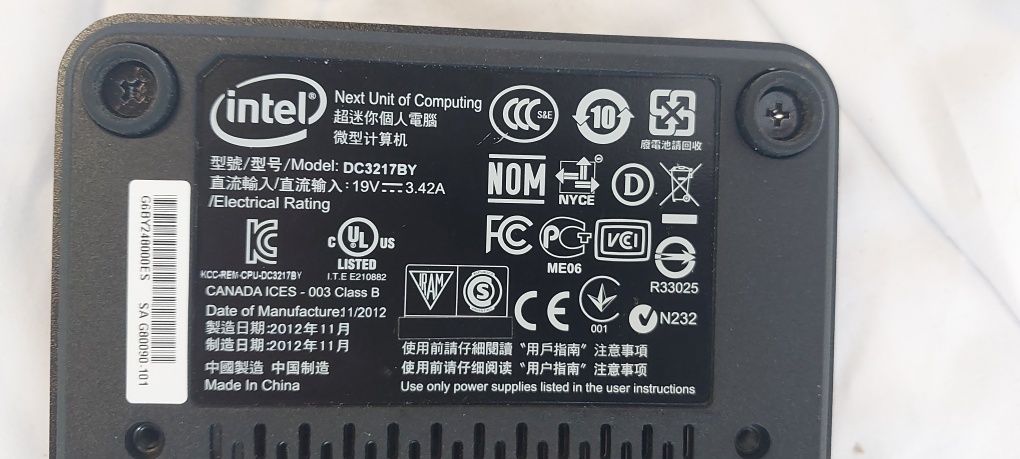 Komputer Intel NUC i3-3217U HD4000 HDMI Thunderbolt 3x USB 2.0 2x mPci