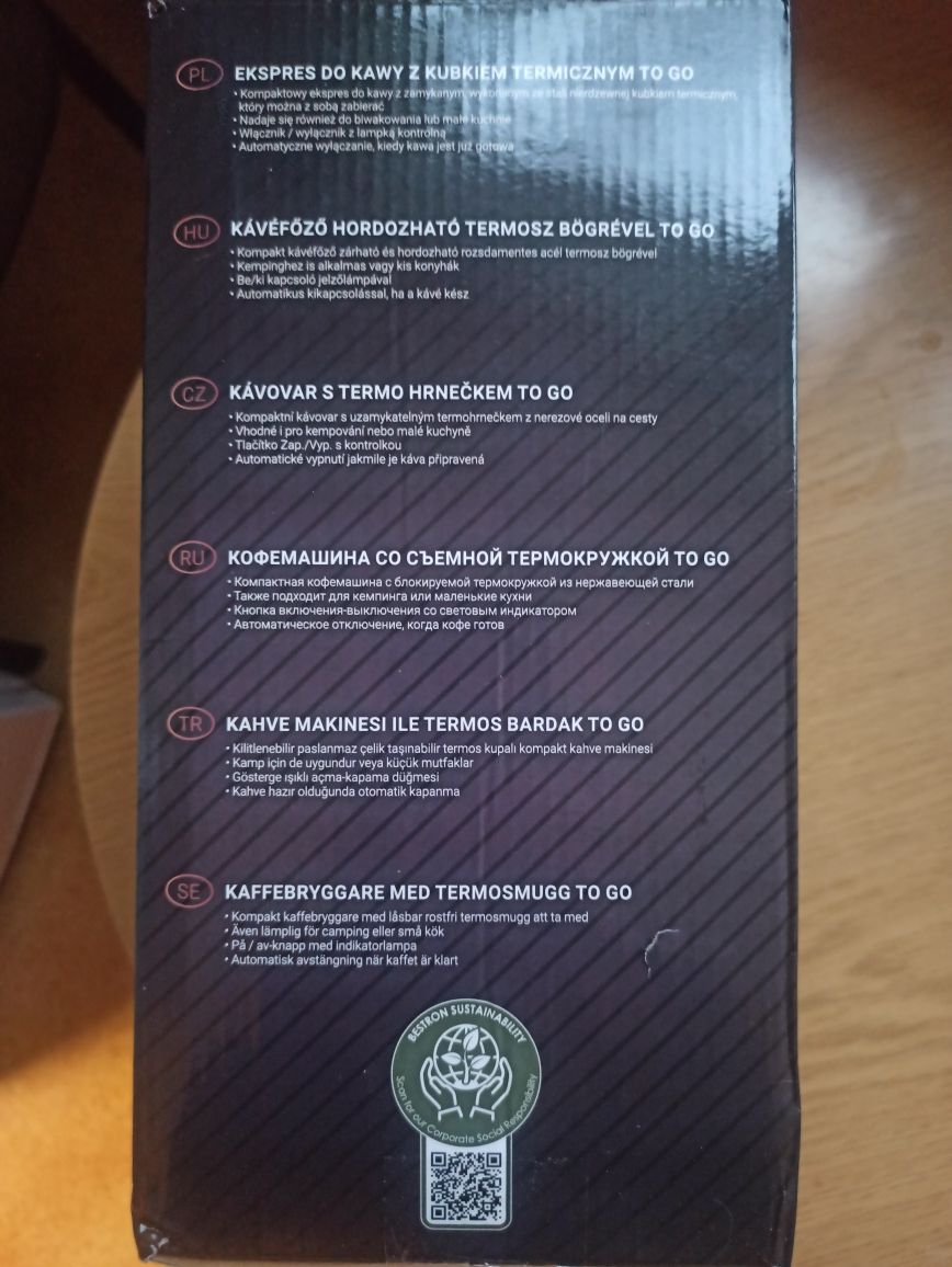 Ekspres do kawy Beston przelewowy 420 ml z kubkiem termicznym