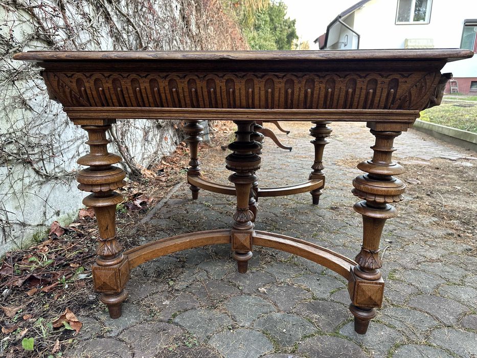 Stary Stol Eklektyczny Antyk Masywne Drewno