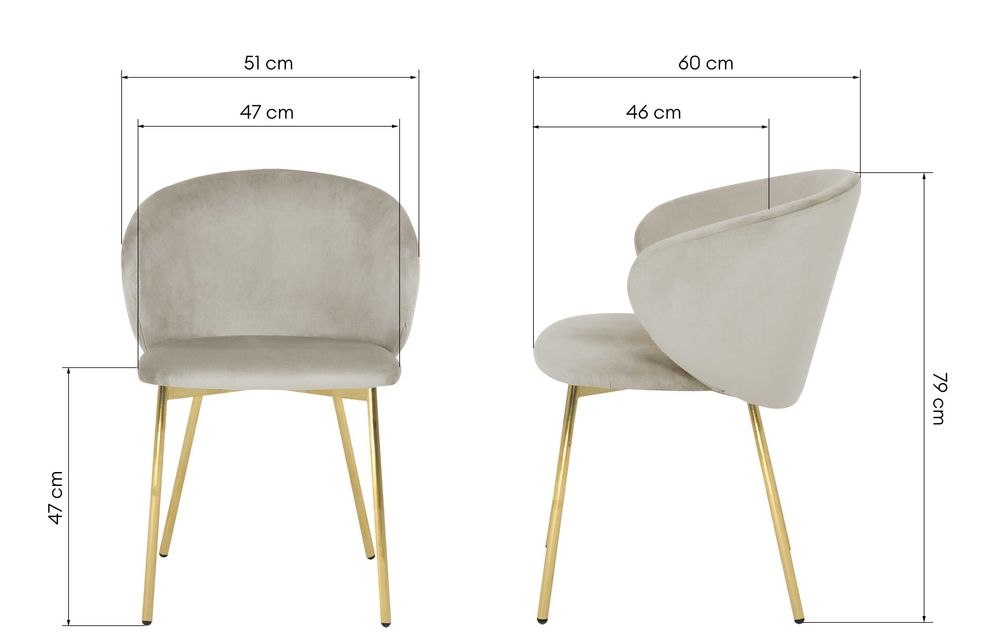ZZ2024 - Krzesło do jadalni Adrano, welurowe, bezowe/złote nogi