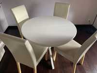 Stół okrągły rozkładany + 4 krzesla kolor ecru