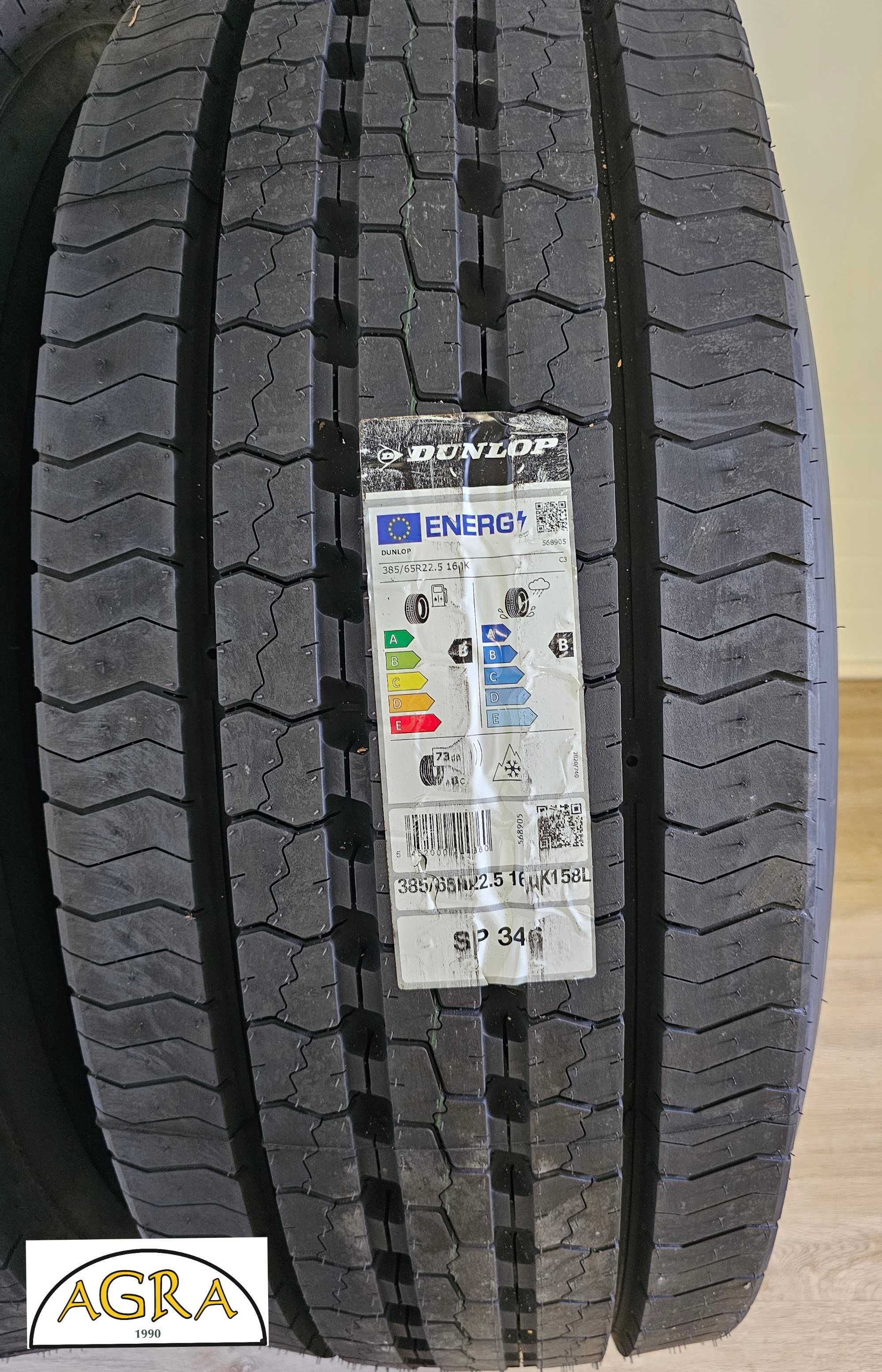 385/65r22.5 (1790netto) DUNLOP  SP346 opona przód prowadząca NOWA