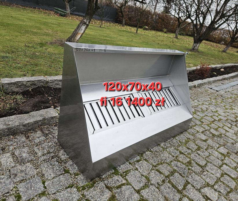 Okap skośny, okap przyścienny z nierdzewki,wyposażenie restauracji