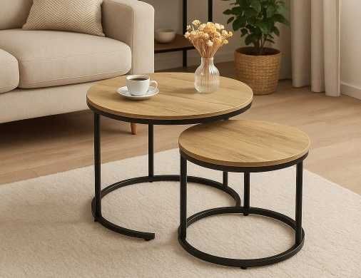 Nowe Stoliki Kawowe Zestaw 2szt. Stolików Okrągłych do Salonu Domu