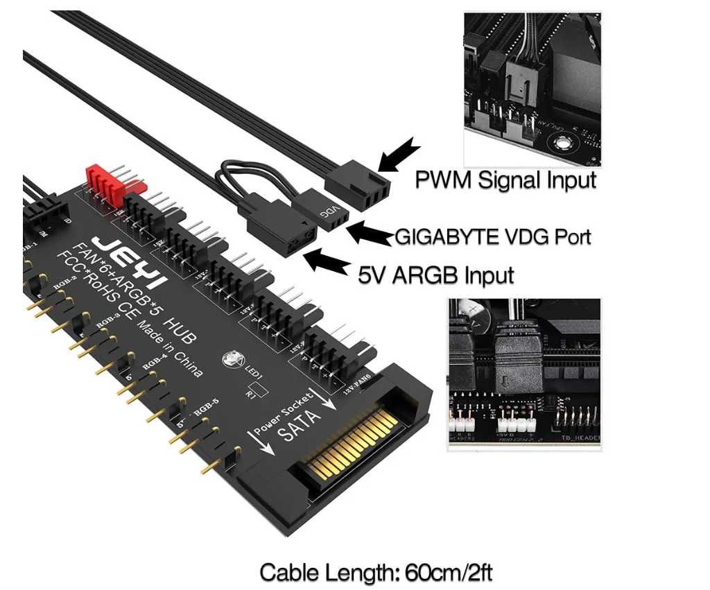 Nowy hub wentylatorów PWM + ARGB 5V 3-pin | 5-portowy rozdzielacz |