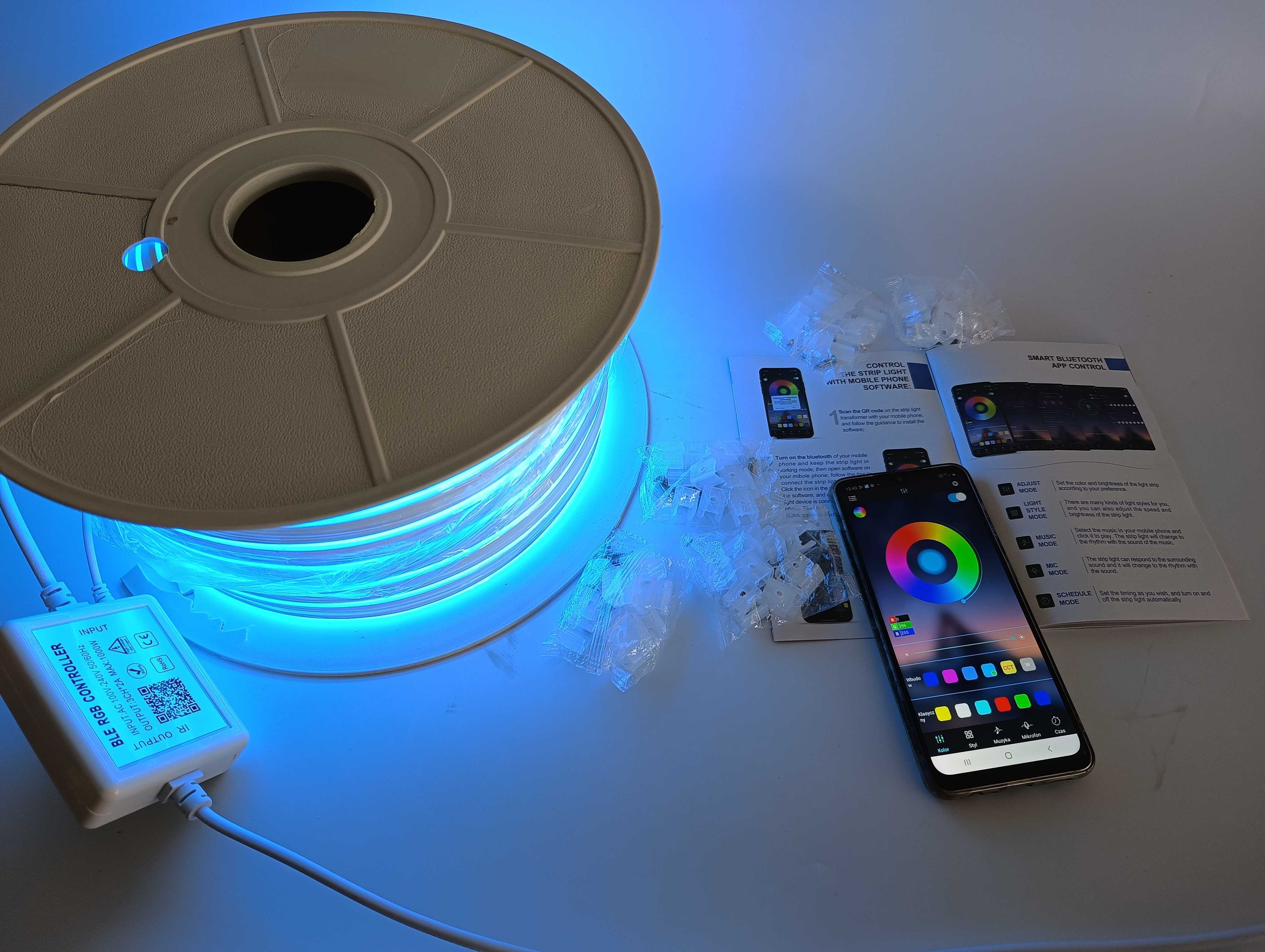 Taśma LED RGB 30 metrów wodoodporna bluetooth