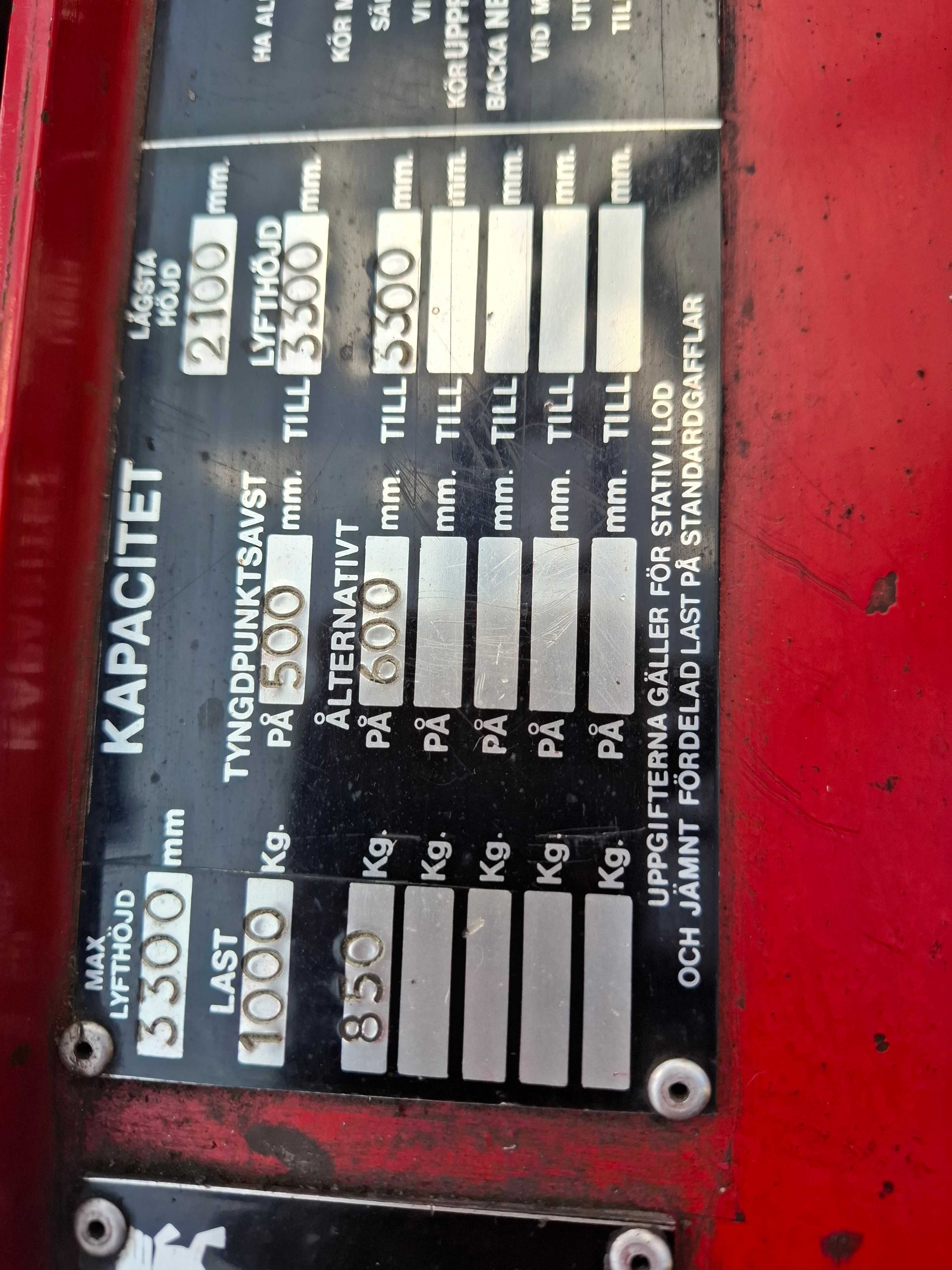 Wózek widłowy elektryczny udźwig 1000 kg