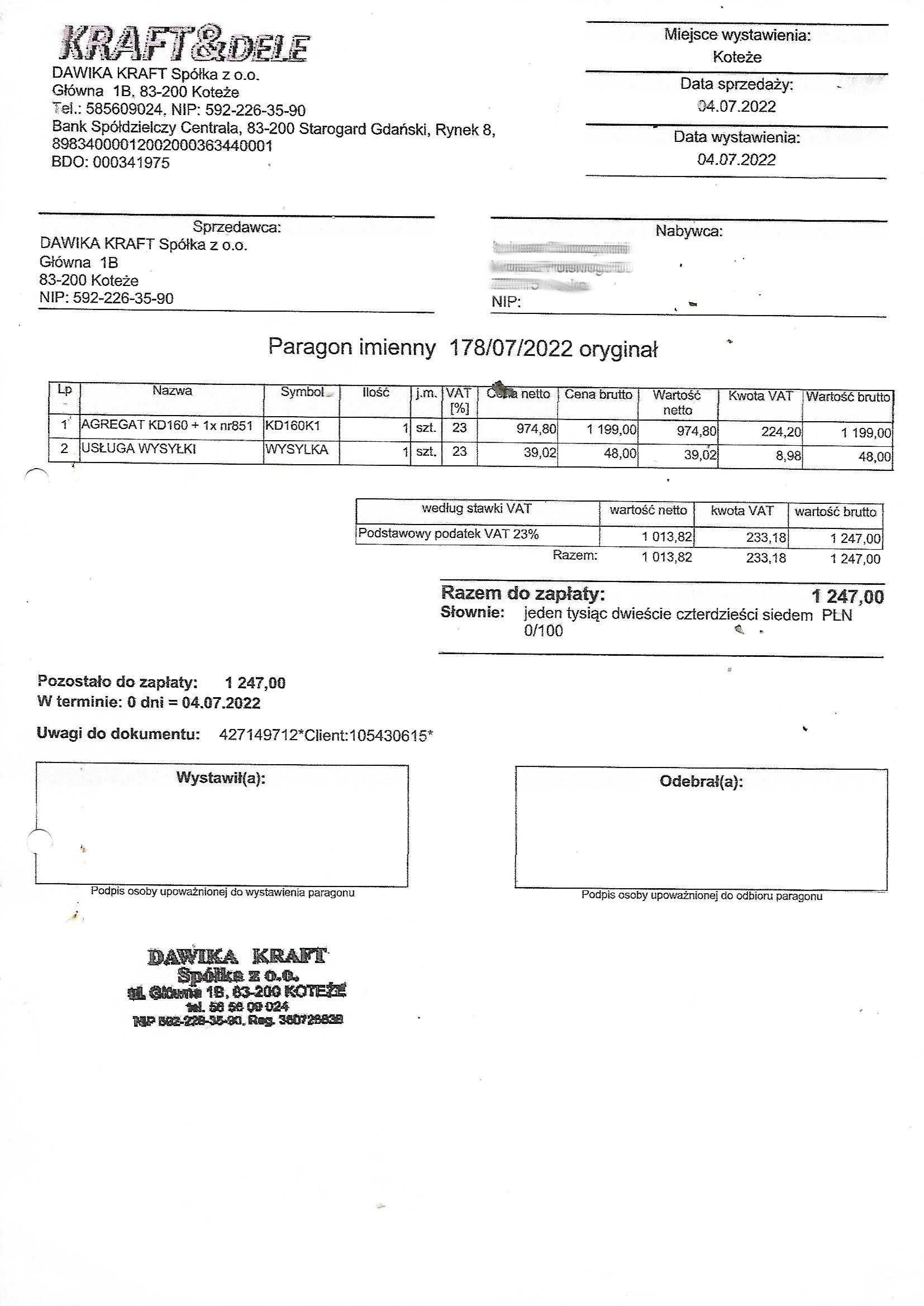 Agregat prądotwórczy KD160 KRAFT & DELE