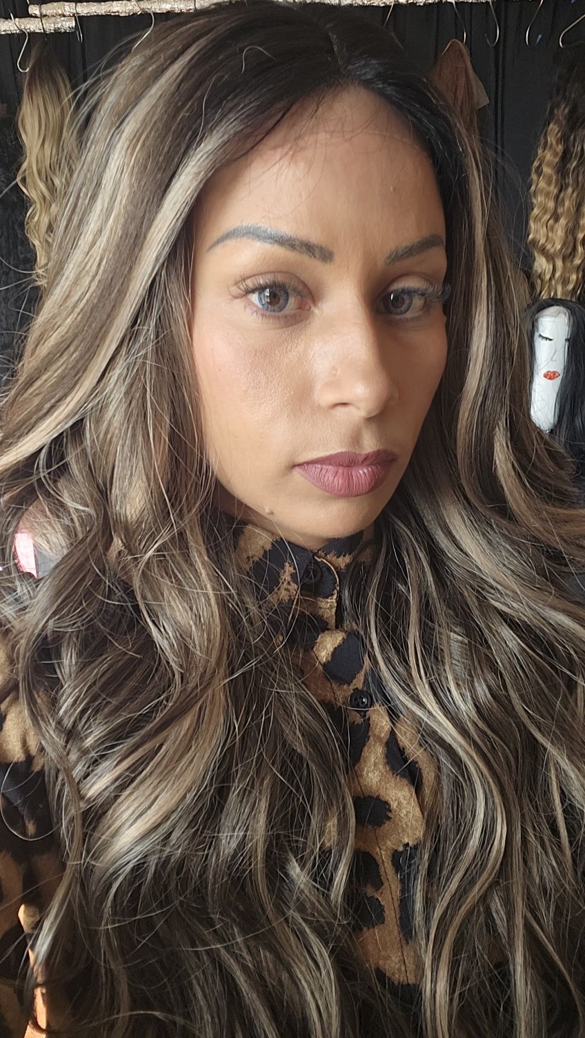Lace front de fibra realista ao natural