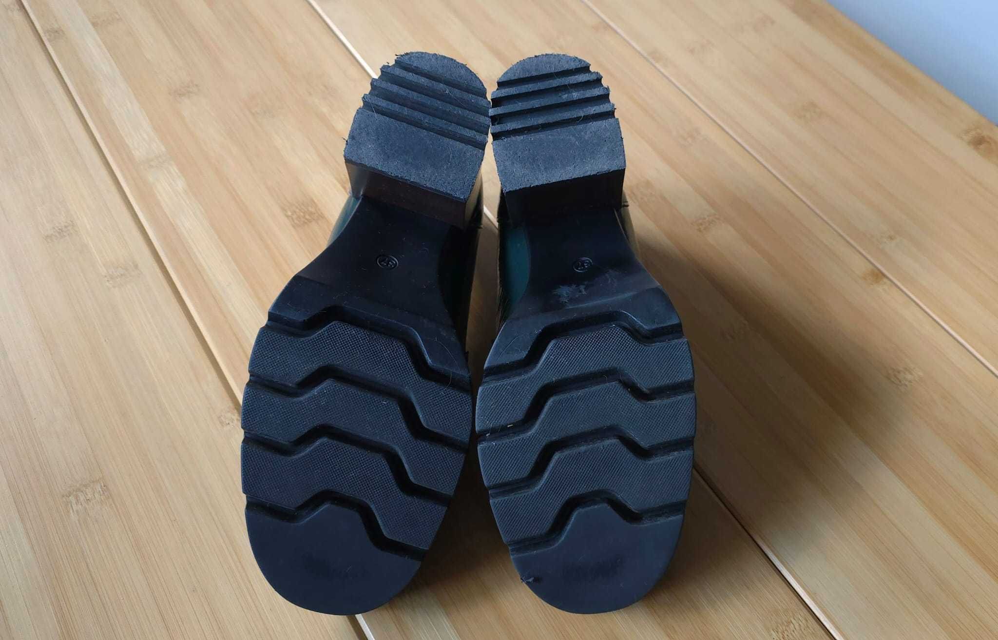 Buty damskie Kulig skórzane, zielone, lakier na słupku, r.37, jak nowe
