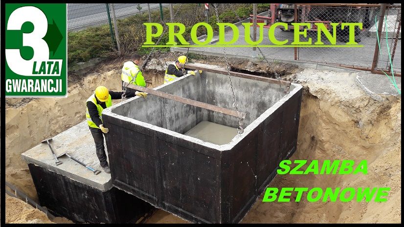 Szambo 10m3-2 komory, 2 kominki. Szybki montaż. Szamba betonowe.