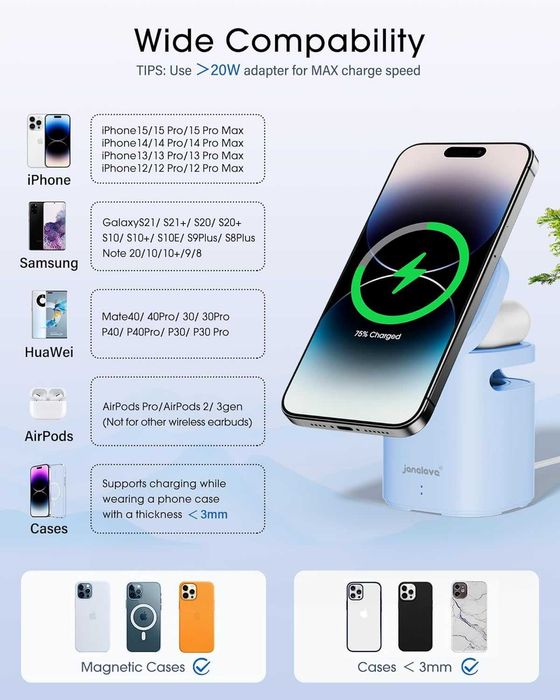 Głośnik HD z bezprzewodową stacją ładującą JANELOVE NMZ-PW20 dla APPLE