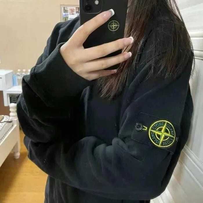 Чорний свитшот Stone Island//Кофта Stone Island