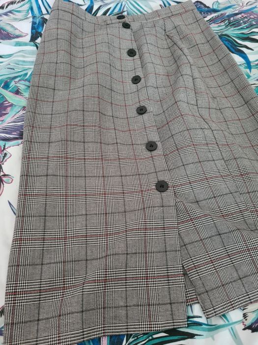 Ołówkowa spódnica w szarą kratkę H&M