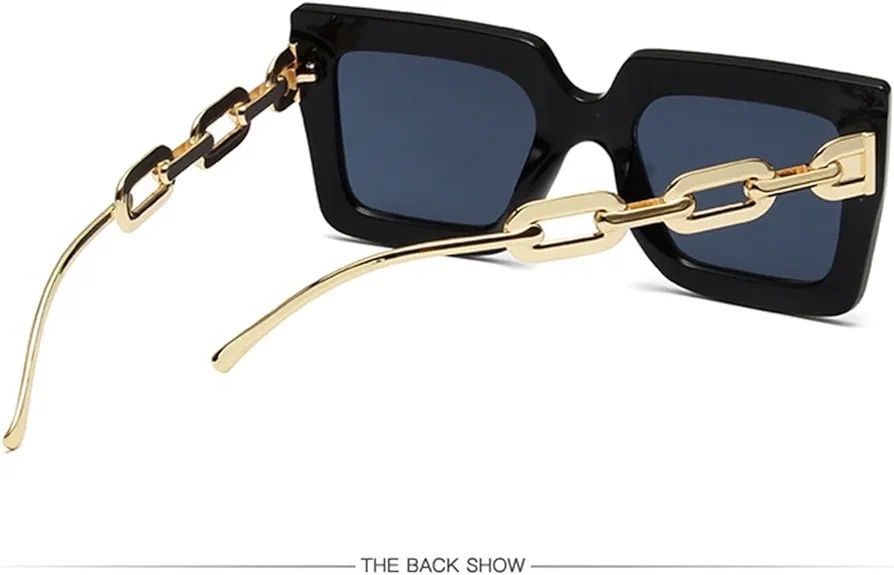 Okulary przeciwsłoneczne damskie ze złotymi łańcuchem