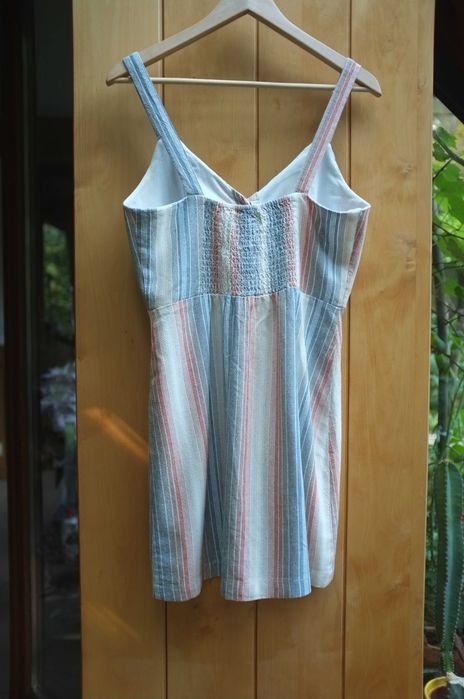 letnia lniana sukienka Cali1850 paski szmizjerka plażowa surfing etno