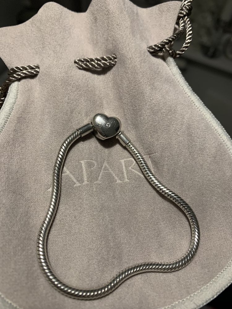 Apart  Beads srebrna bransoletka z cyrkonia serce rozmiar 18