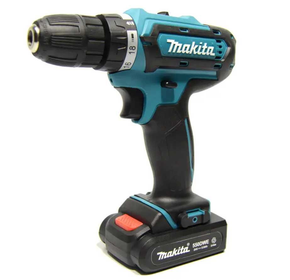 Шуруповерт Makita 331 DWE (24V, 5.0AH) з набором інструментів