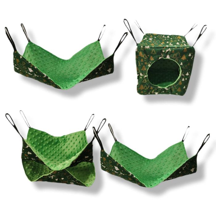 Świąteczny zestaw hamaków dla gryzoni, złote choinki dla rodzinki