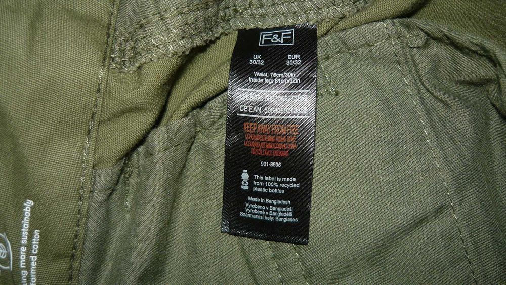 Spodnie bojówki 30/32 zielone M 82 cm F&F STRAIGHT W30/L32