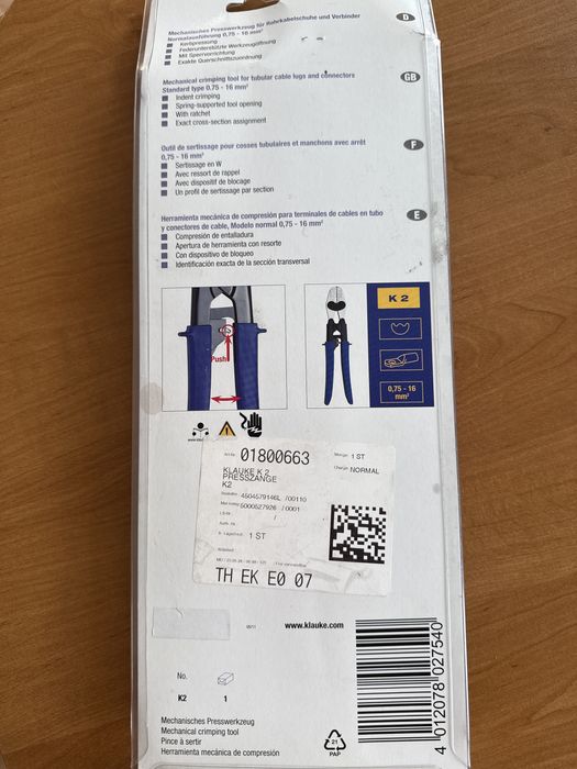 Nowe narzędzie Klauke K2 – zaciskarka do końcówek 0,75–16 mm²