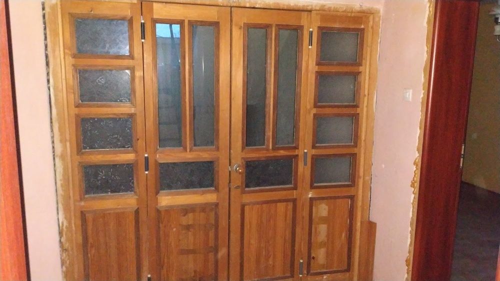 Drzwi drewniane wahadłowe dwuskrzydłowe PRL/vintage