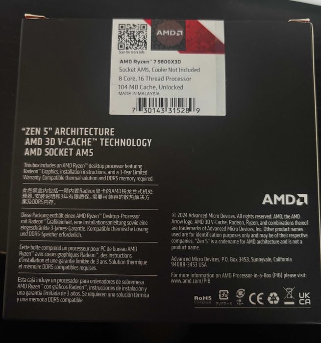 Processador AMD Ryzen 7 9800X3D | LER DESCRIÇÃO!! NOVO SELADO