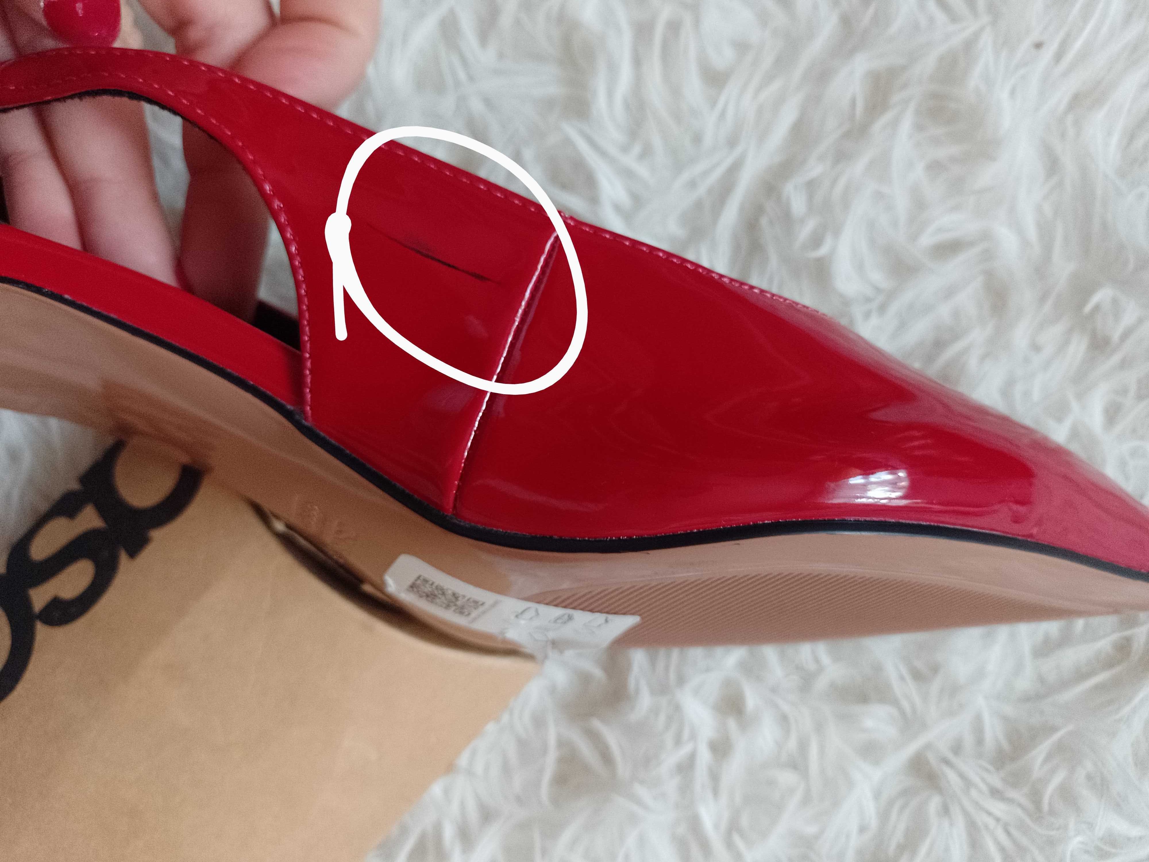(40) ASOS Design/ Czerwone czółenka z odkrytą piętą z Londynu, NOWE