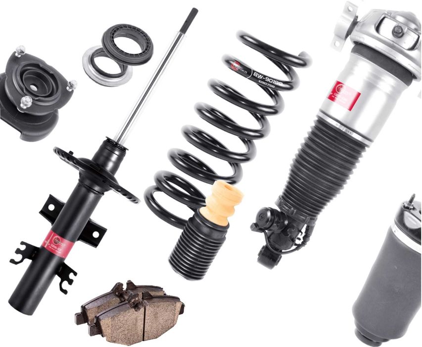 Пружини, опори, амортизатори, стійки, відбійники, пильовики, колодки