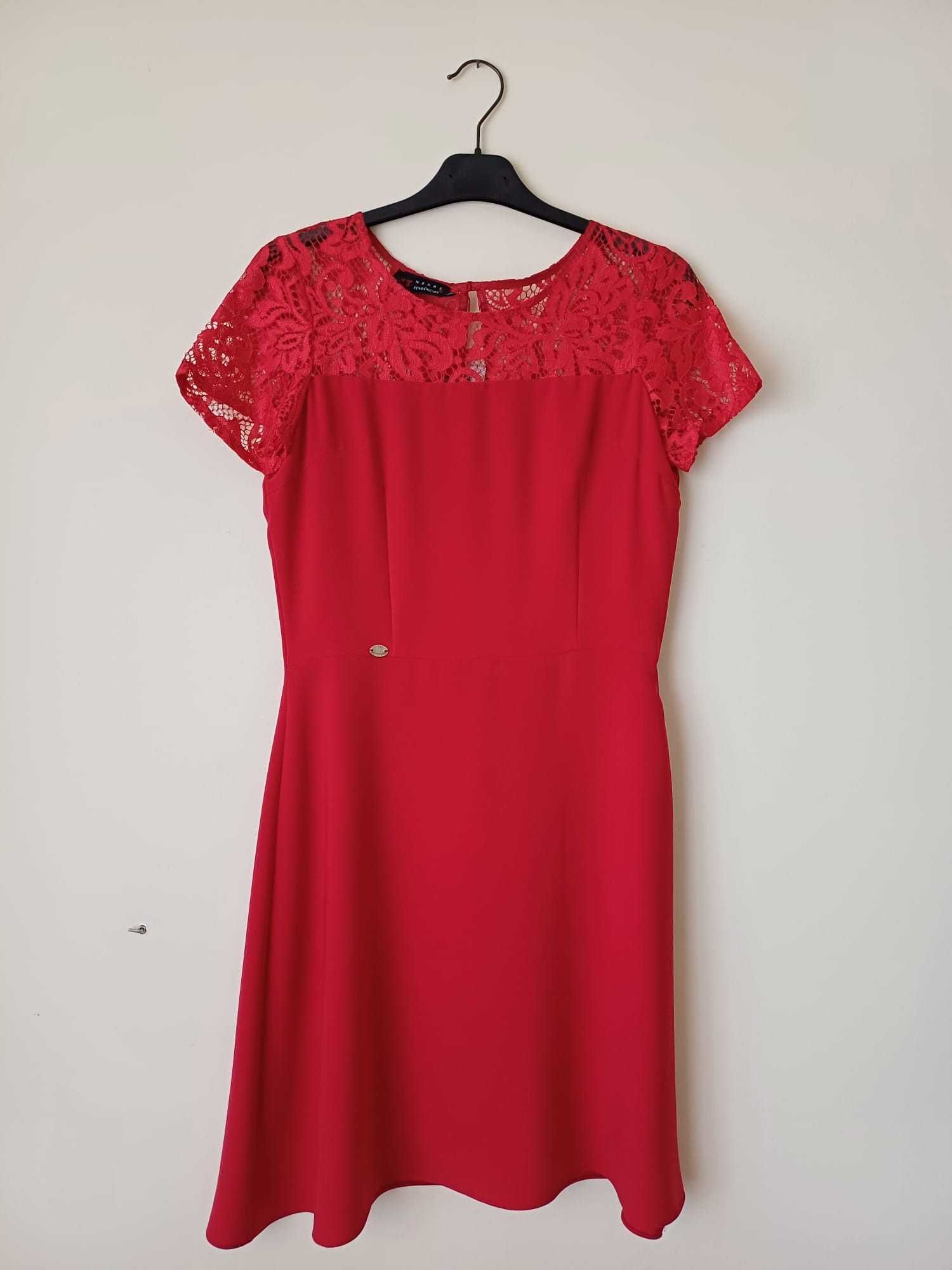 Vestido vermelho formal com renda novo com etiqueta - Novas Tendências