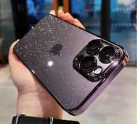 Чехол фиолетовый с блестками на iphone 14 pro max